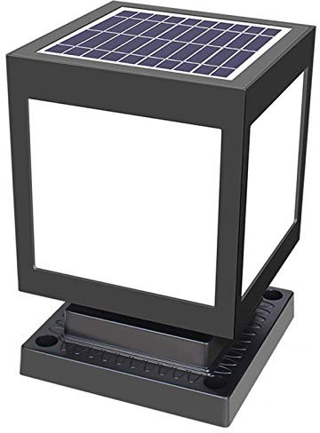 QJUZO Lámpara de Poste Solar, Luz de Jardín Modernas Impermeable en ABS Luz de Trayectoria, Lámpara de Exterior Negra para Patio Puerta Lámpara de Pilar,Warm Light