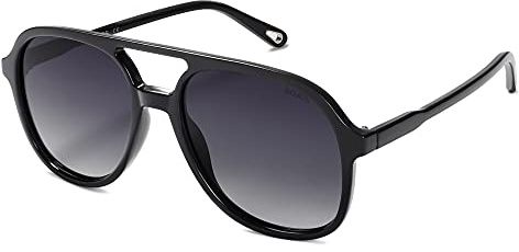 SOJOS Occhiali da Sole da Uomo Donna Polarizzati Vintage Rettangolari Quadrati Grandi Specchio Occhiali da Sole UV400 Protezione SJ2174 con Nero/Grigio