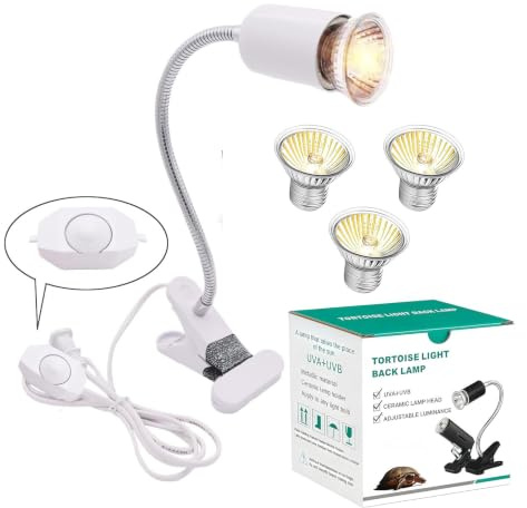 yanhe Lampada riscaldante per tartaruga acquario lampada riscaldante per rettili E27 UVA + UVB lampada hot spot per rettili acquario per rettili 50W (bianco)