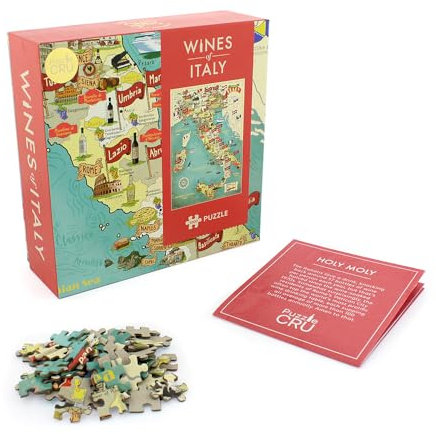 Ginger Fox Puzzle Cru - Wines of Italy Jigsaw Puzzle, 1000 Piece Jigsaw Puzzles for Adults, Colourful Jigsaw Puzzles on Italian Vineyard and Wines, Relaxing and Mind-Boosting Puzzles for Adults