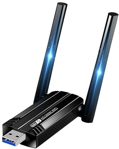 AC1300 Antena WiFi USB, Adaptador WiFi USB para pc, Adaptador Red WiFi, Doble Banda 5GHz (867Mbps) y 2.4GHz(400Mbps) USB3.0 Compatible Windows Vista/XP/Win7/8/10/11, Mac OS10.9-10.15