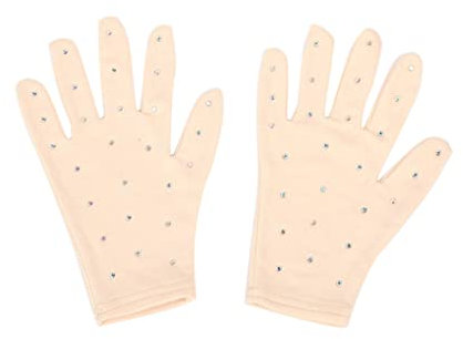 lmoikesz Eiskunstlauf Handgelenk Handschuhe Anti Rutsch Fäustlinge Kristall Handschuhe schnell trocknend, Hautfarbe, S