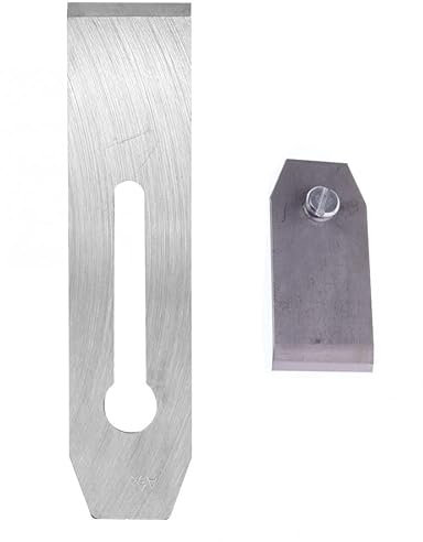 TorSor 44MM 1¾ inch 1.73'' Replacement Iron Blade for Bench Hand Plane Woodwork Planer Cutter Carpentry Edge Trimming Saw Knife Trimmer for Woodworking DIY Tool Set with Planing Cover