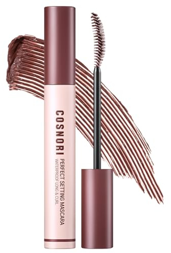COSNORI Perfect Waterproof Mascara Long&Curl 03 Rosy Brown - Long-Lasting Smudge- Korean Waterproof Mascara, Long Lash, Strong Fixing, Silk Aminosäuren, Hyaluronsäure, Panthenol, 6.8 ml (7ml)