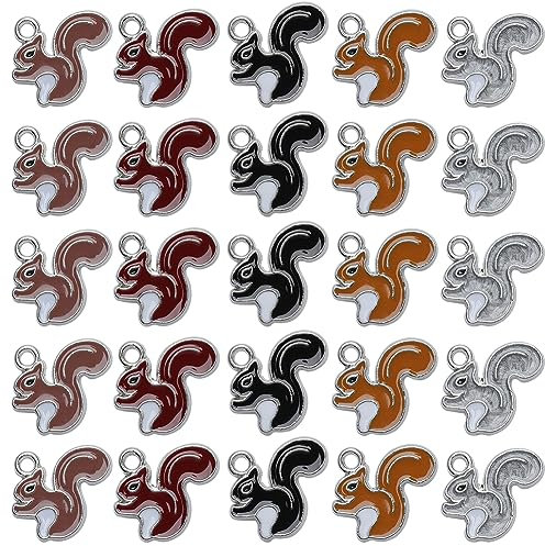 SUNNYCLUE 1 Box 50 Stück Thanksgiving Charms Eichhörnchen Charms Bulk Eichhörnchen Anhänger Herbst Herbst Charme Ernte Charme Tannenzapfen Silber Tier Anhänger Für Die Schmuckherstellung Handwerk Th