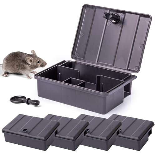 PINEEA Boite Appat Souris 13,4cm x 9,5cm x 4cm - Lot de 5 Pièces Rectangulaire compacte boîtes pour l'extérieur et l'intérieur