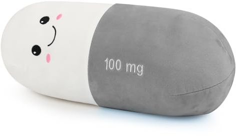 Cervical Neck Roll Pill Pillow, Cylinder Bolster Chill Pillows with Washable Cover, Round Neck Pillows Support for Bed Sleeping, Designed for Head, Neck, Lumbar, Legs Back and Yoga (Grey, M)