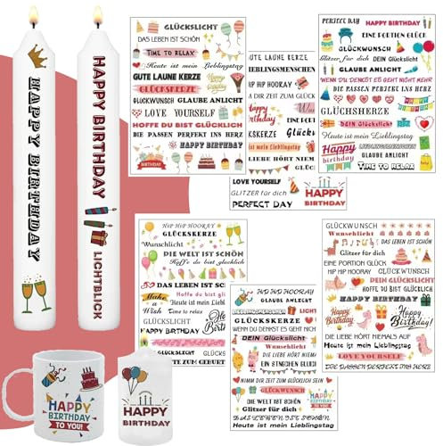 6 tatuajes para velas, impresión de transferencia de agua, velas deslizantes de agua, decoración de velas, feliz cumpleaños, cumpleaños