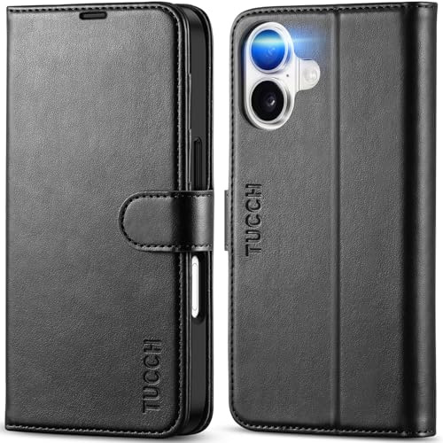 TUCCH Wallet Case with 4 Card Holders for iPhone 17 (6.3) 2025, Black