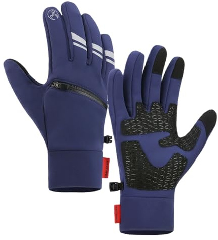Gants chauffants pour écran tactile avec doublure intérieure pour équitation, ski, snowboard, randonnée, cyclisme – Gants chauffants rechargeables comme chauffe-mains pour homme et femme (bleu, L)