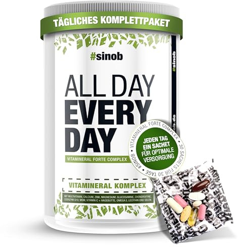 All Day Every Day - Multivitamine und Mineralstoffe. Nahrungsergänzung mit Mikronährstoffen wie Omega-3, Coenzym Q10, A-Z Vitamine, Lecithin, Magnesium, Zink 1 x 30 Päckchen á 8 Einheiten.