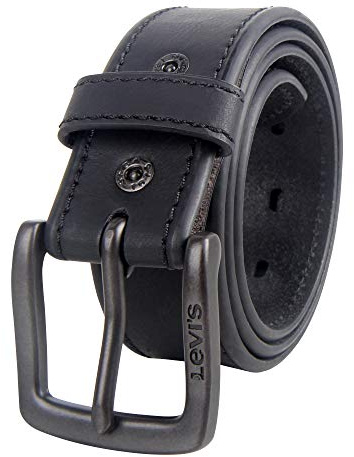 Levi's Men's Casual Leather Belt, Matte Black, Large (38-40)