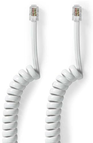 CABLEPELADO Telefonkabel, RJ10-Kabel, RJ9-Kabel, RJ22-Kabel, Telefonkabel, Telefonkabel, Spiralkabel, Spiralkabel, 4 Drähte 4P4C, 2 Meter gedehnt, Weiß