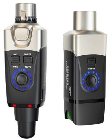 XVIVE U3 - Sistema Microfono Wireless Ricaricabile con Trasmettitore/Ricevitore, Trasmissione in Banda 2,4Ghz - 5 Ore di Autonomia, Compatibile con Mixer Audio, Microfono Dinamico e Casse Acustiche