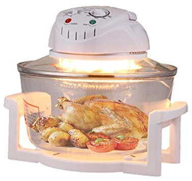 Uppgraderad halogenugn, 1300 W 12 L luftfritös, automatisk avstängningsfunktion vid handtagsposition, 60 minuters timer och justerbar temperatururtavla, inklusive säker högtemperaturbas