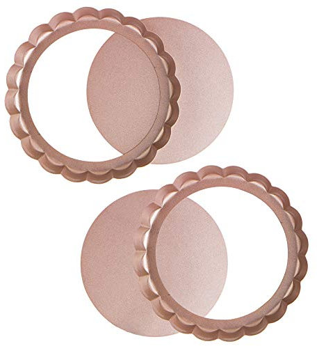 webake Tarteform Quicheform mit Hebeboden 15 cm 2 Stück Quiche Backform Antihaftbeschichtet Obstkuchenform Kuchenform, Gold