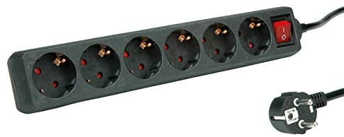 ROLINE Ciabatta elettrica a 6 prese, con interruttore, nero, 6 m