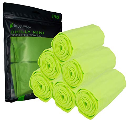 FROGG TOGGS Chilly Mini Cooling Neck Towel, Lime - 6 Pack, 29x3