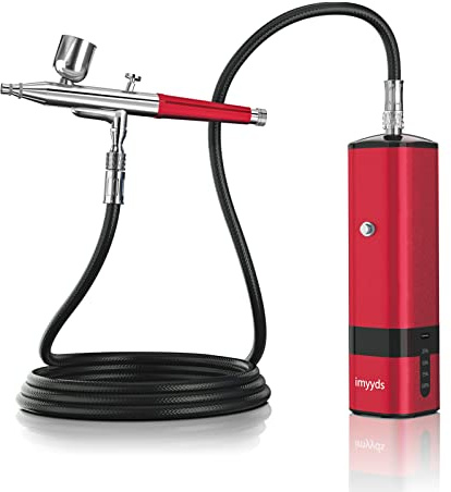 imyyds Kit de aerógrafo con compresor, pistola de aerógrafo inalámbrica de alta presión de 32 PSI, juego de compresor de aerógrafo portátil de doble acción, mini cepillos de aire recargables de mano