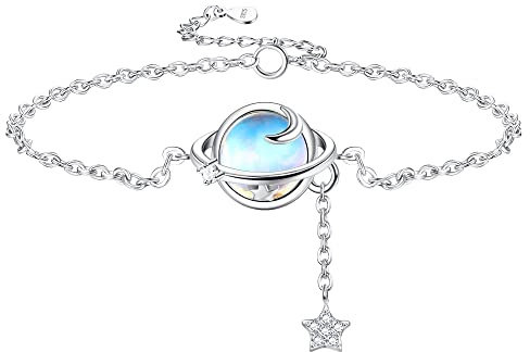 Adramata Bracciale Donna Argento 925 Pietra di Luna Braccialetto Lucido Donna Braccialetti di Amicizia Regali per Sua Festa della Mamma Regali Migliore Amico Regalo Donna Compleanno