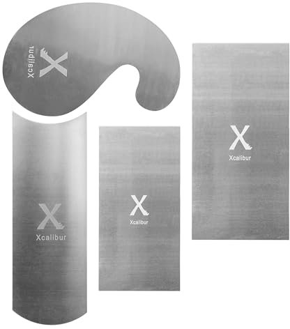 Cabinet Scrapers Set of 4 Shapped Scrapers 2 x Rectangulars, 1 x Gooseneck and 1 x Curved Card Scraper, Shaped for Scraping Wood Alternative to Sandpaper Made by Xcalibur Tooling