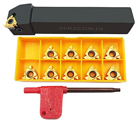 ASZLBYM 3/4 Inserto Per Tornio Inserto per Filettatura Portautensili Per Tornitura SER2020K16 con Inserto Per Tornitura Filettatura Indicizzabile 16ER AG60 Lama Per Inserto Da Taglio