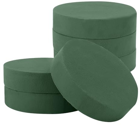 MANCHAP 6 PCS 16.5 x 4cm Round Floral Foam Block, 6.5 Inch Green Dry Floral Foam Cylinder, Flower Arrangement Sponge Foam for Artificial Flower, Party Decoration, DIY