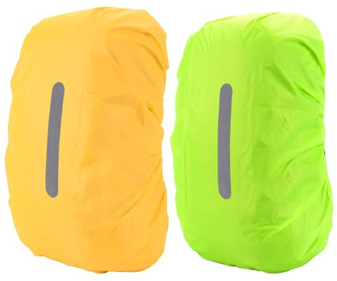 Copertura Zaino Antipioggia, 2 Pezzi Coprizaino Antipioggia, Copri Zaino per Pioggia, Coprizaino Antipioggia con Fibbia Regolabile, per Escursionismo, Ciclismo, Giallo, Verde fluo, M(30-45 L)