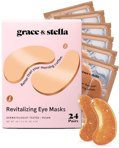 grace & stella Caffeine Koffein-Augenpads gegen Augenringe und Schwellungen, Augenmaske mit Niacinamid & Hyaluronsäure, Eye Pads für straffere Haut [24 Paare]