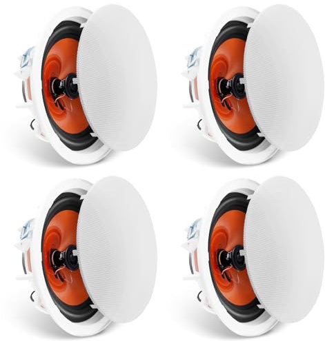 VEVOR 4er-Set ca. 20 cm Deckenlautsprecher, 100 W, Decken- und Wandeinbaulautsprechersystem mit 8 Ω Impedanz 89 dB Empfindlichkeit, für Zuhause, Küche, Wohnzimmer, Schlafzimmer oder überdachte Verande