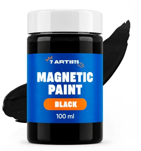 7 Artists Magnetic Paint Black 100 ml - Vattenbaserad Magnetisk Färg | Svart Tavlafärg För Grundmålade Väggar, Trä Och Metall
