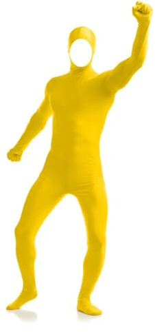 FASLOLSDP Disfraz de cosplay Zentai, traje de cuerpo completo para adultos, traje de cuerpo entero, unisex, para fiesta, Halloween, Navidad, manga larga, mameluco, mono de Halloween, amarillo, XXL