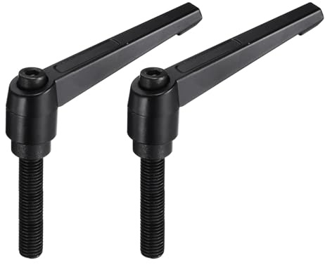 sourcing map M12 x 60 mm, mango ajustable, palanca de sujeción, botón pulsador, perillas roscadas macho, manijas de tornillo giratorias, perno de liberación rápida, color negro, 2 unidades