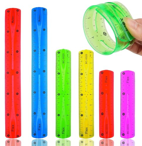 Flexibla linjaler set, 6 st genomskinliga flexibla linjaler 15 cm 20 cm 30 cm för skola kontor hem barn flickor