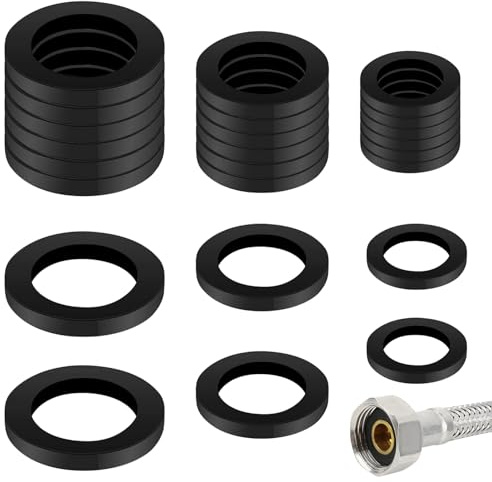 24pcs Plastic Rubber Hose Washers 3 size Flat O-ring Gasket for Connecting | Corrosion Resistance, Compression Resistance,Tap Sealing Rings Spacer Washer Assortment for Pipes, Faucets, Mechanical Repair