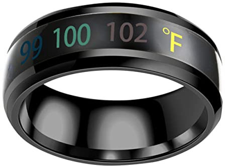 Beavorty 1pezzi Anello Acciaio Al Titanio Anello Unisex Display Temperatura Gioielli Semplici Ed Eleganti