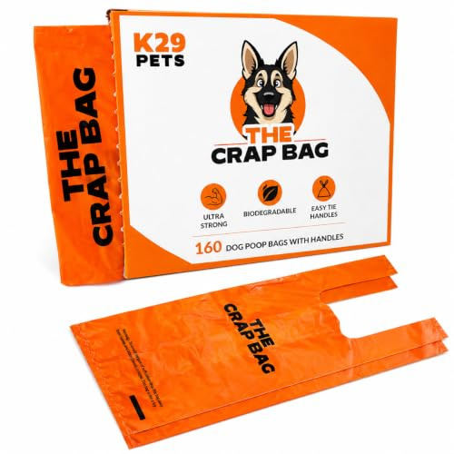 Dog Poo Bags with Easy-Tie Handles | Ultra Strong, Biodegradable, Leak-Proof Poop Bags | Large Pet Waste Bags for All Dogs | 160 Count