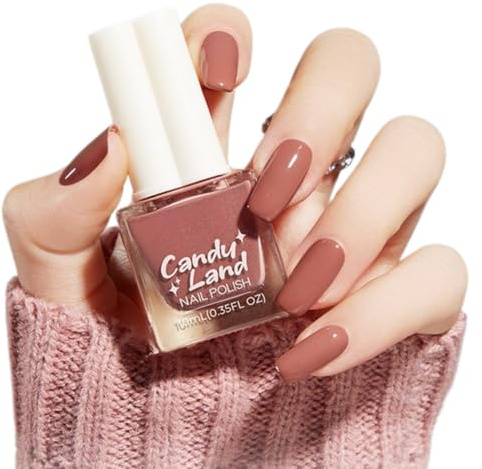 Brown Nail Polish,Quick Dry Brown Nail Varnish,Water Based Peel Off High Gloss Autumn Winter Nails,Chip Resistant Chocolate Color Nail Varnish,Breathable Lasting Nail Paint for Women Home Nail Art