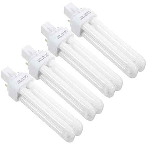 VILLCASE 4 Pezzi Lampadina Fluorescente Compatta 13w a Doppio Tubo Attacco a 2 Pin, Luce Bianca, e Materiale in Plastica per Risparmio Energetico