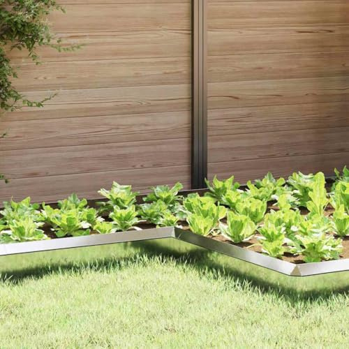 mzdioop Valla de caracol de acero galvanizado de 10 x 10 x 25 cm, borde de jardín y cercado con borde de corte, borde de parterres y bordes de césped, empalizada resistente a la intemperie para