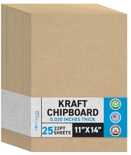 25 hojas de aglomerado de 28 x 35,5 cm – 22 piezas (punto) peso ligero marrón Kraft papel de cartón scrapbook hojas y marco de fotos (.022 calibre grueso) tabla de papel Magicwater Supply