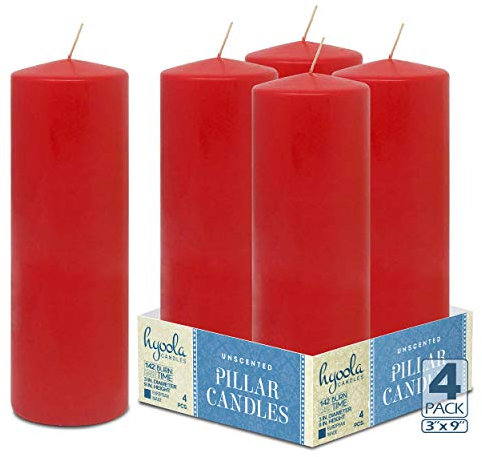 hyoola Kerzen 4er Pack 3x9 zoll pillar Kerzen Rot