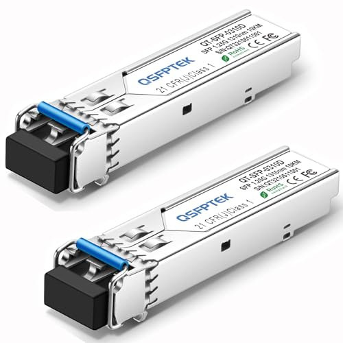 QSFPTEK 2Pack 1000BASE-LX/LH Gigabit SFP Modul, 1.25G SFP 1310nm 10km DDM LC Port Single-Mode Mini-GBIC Transceiver für Cisco GLC-LH-SMD/GLC-LX-SM-RGD, Ubiquiti UF-SM-1G, Mikrotik, Zyxel