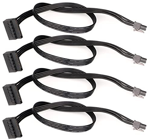 GUUZI 4 pezzi Cavo di Alimentazione SATA Adattatore Cavo di Alimentazione SATA da 15 pin a 4 pin PCI Express Card 40cm 90 Gradi ad Angolo Retto