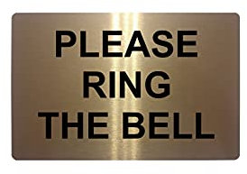 PLEASE RING THE BELL Metal Aluminium Door Sign Plaque For House Office 85x54mm (Brushed Gold)