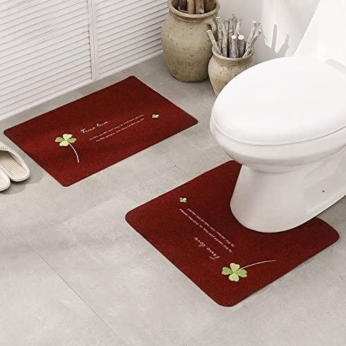 MOSHOINOT Toilettenteppich 2-teiliges Set Badematte rutschfest Badteppiche Badvorleger Waschbar Badezimmerteppich für Badewanne Saugfähige Bade Stark Saugfähiger Teppiche Duschmatten Badewannenmatten
