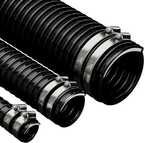 25mm (1) X 1 Metre Black Corrugated PVC Flexible Pond Hose with 2 Pipe Clips