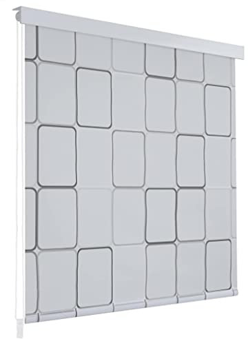 Duschrollo, MOONAIRY Spritzschutz Für Badewanne, Duschvorhang Badewanne, Badewanne Vorhang, Duschvorhang Rollo, 160 x 240 cm Quadratmuster