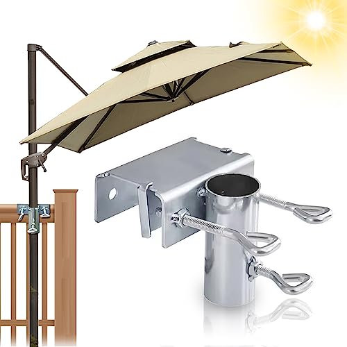 HZMJDHZM Balkon Regenschirmklemme, Sonnenschirmhalter Balkongeländer Einstellbar Sonnenschirm Halterung Balkon Tischklammer für Gartenschirme, für Garten, Terrasse, Balkon, Geländer