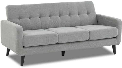 WeDoSofas Oslo 3 Seater Compact Sofa in Light Grey Chenille Fabric | W180 x D80 x H80 cm, Padded Cushions, 3 Couch for Modern Living Rooms, Bedrooms & Open Plan Spaces, Chenille Fabric
